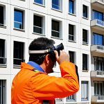 Facade Inspection**

"A building inspector, fully clothed in appropriate attire, examining a building facade with binoculars. The building is a modern apartment complex in Lisbon, Portugal. Inspector is taking notes on a clipboard. Focus on detail of the facade, showing minor cracks and imperfections. Safe for work, appropriate content, professional inspection, perfect anatomy, natural proportions, high-quality photography."

**
