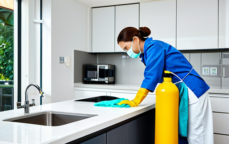 건물 정기 소독 서비스 - Apartment Building Common Area**

"Cleaning staff disinfects a common area in a modern apartment bui...