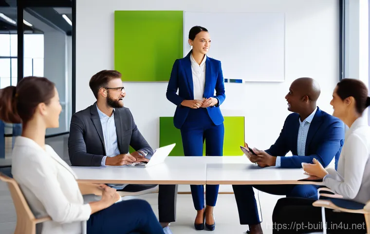 관리사무소 인력 관리 팁 - **Prompt 1: Empathetic Leadership in a Flexible, Collaborative Workspace**
"A diverse team of pr...