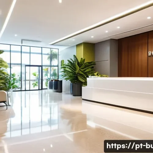건물 관리비 비교 사례 - A modern Brazilian condominium lobby scene during daytime, showing a well-lit, clean entrance with a...